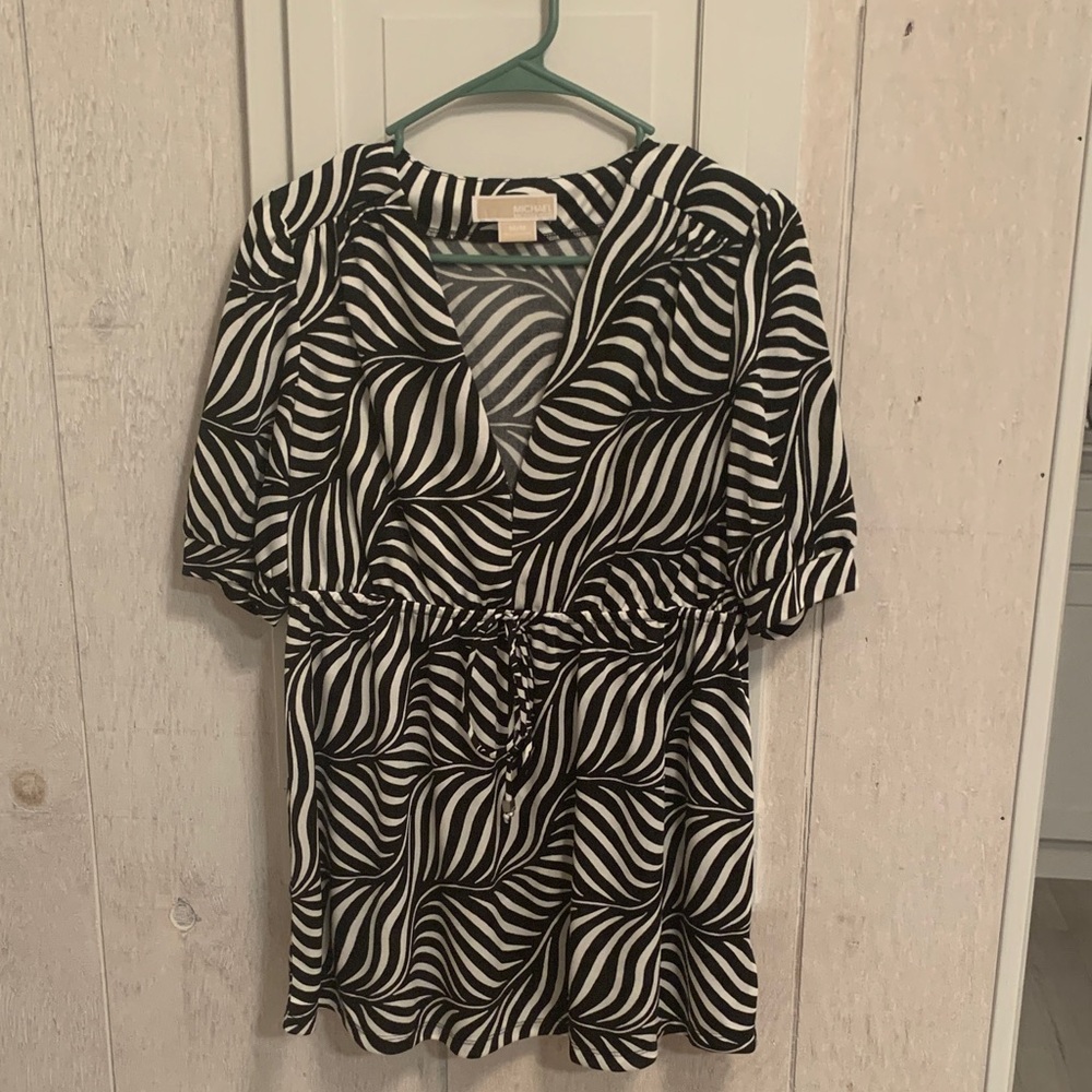Michael Michael Kors Black & White Zebra Print Top EUC Office Siren